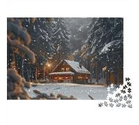 Puzzle 1000 Piezas - Cabaña Nevada en el Bosque de Invierno Hermoso Paisaje Rompecabezas, Adultos, Desafiante, Juego Familiar, Regalo 52x38cm/1000pcs