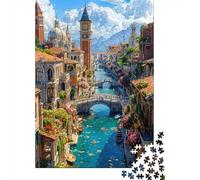 Puzzle 1000 Piezas Canal de Venecia Vista Rompecabezas 38x26cm/1000pcs Regalos para Adultos Y Niños Cartón 100% Reciclado Juegos Únicos De Desafío