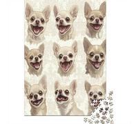 Puzzle 1000 Piezas Caras Chihuahua-Cartoon Dog Expressions Rompecabezas 70x50cm/1000pcs Regalos para Adultos Y Niños Cartón 100% Reciclado Juegos Únicos De Desafío
