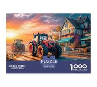 Puzzle 1000 Piezas Carrera de Tractores, Atardecer Rural, para Adultos, Antiestrés, Decoración Pared, 70x50cm