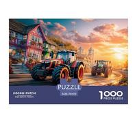 Puzzle 1000 Piezas Carrera de Tractores, Estilo Atardecer Vivo, Regalo, Actividad en Casa, 70x50cm
