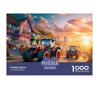 Puzzle 1000 Piezas Carrera de Tractores, Estilo Atardecer Vivo, Regalo, Juego Familiar, 52x38cm