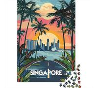 Puzzle 1000 Piezas Cartel de Viajes de Singapur Rompecabezas 70x50cm/1000pcs Regalos para Adultos Y Niños Cartón 100% Reciclado Juegos Únicos De Desafío