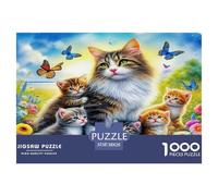 Puzzle 1000 Piezas Cartón Reciclado - Cara de Gato Psicodélica con Patrón de Arcoíris - Actividad Familiar - Regalo - 38x26cm