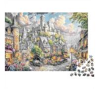 Puzzle 1000 Piezas Castillo Europeo para Adultos Papel Grueso Entrenamiento Cerebral Rompecabezas Ciudad Antigua Educativo Decoración Pared Regalo 38x26cm/1000pcs