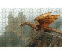 Puzzle 1000 Piezas, Castillo Puzzle 1000 Piezas Adulto 50 x 75CM, Puzzles Madera DragóN Exquisito Embalaje en Caja de Papel, Bolsa de Malla Portátil para Regalo Hombre Mujer Decoracion Pared RXPT-6094