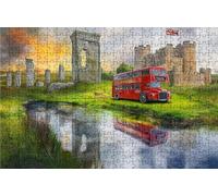 Puzzle 1000 Piezas, Castillo Puzzle 1000 Piezas Adulto 50 x 75CM, Puzzles Madera Paisaje Exquisito Embalaje en Caja de Papel, Bolsa de Malla Portátil para Regalo Hombre Mujer Decoracion Pared RXPT1720