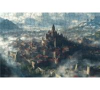 Puzzle 1000 Piezas, Castillo Puzzle 1000 Piezas Adulto 50x75CM, Puzzles Madera Paisaje Exquisito Embalaje en Caja de Papel, Bolsa de Malla Portátil para Regalo Hombre Mujer Decoracion Pared RXPT-2190