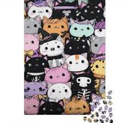 Puzzle 1000 Piezas Cat Pegatinas Lindas-Halloween Themed Cartoon Rompecabezas 38x26cm/1000pcs Regalos para Adultos Y Niños Cartón 100% Reciclado Descompresión