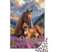 Puzzle 1000 Piezas Cavallo e foolo in montagna Rompecabezas 52x38cm/1000pcs Regalos para Adultos Y Niños DIY Creative Intelectual Desafío