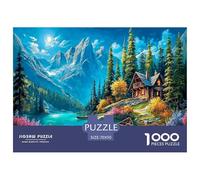Puzzle 1000 Piezas Chalet en Montaña - Chalet en Lago a la Luz de Luna - Desafiante - Juego Familiar - Regalo 70x50cm