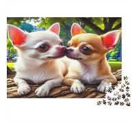 Puzzle 1000 Piezas Chihuahua Beso Tierno, Resistente, cartón Premium, Hombres y Mujeres, 52x38 cm