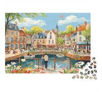 Puzzle 1000 Piezas Ciudad de Canales Vista Romántica Cartón Padres e Hijos Alivio de Ansiedad 70x50cm