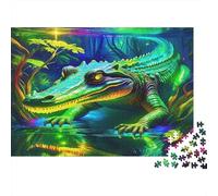 Puzzle 1000 Piezas Cocodrilo Fluorescente Pantano Neón, Relax Concentración Niños +14 38x26cm