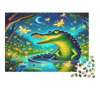 Puzzle 1000 Piezas Cocodrilo Luciérnagas, Relajante, Antiestrés, Adultos y Niños, 52x38cm