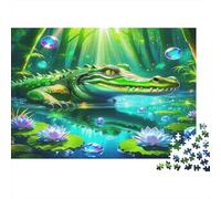 Puzzle 1000 Piezas Cocodrilo Pantano, Colores Vivos, Cartón Reciclado, Adultos y Niños, 52x38cm