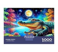Puzzle 1000 Piezas cocodrilos bajo la Luna Rompecabezas 38x26cm/1000pcs Regalos para Adultos Y Niños DIY Creative Intelectual Desafío