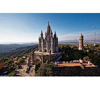Puzzle 1000 Piezas Colina del Tibidabo Barcelona Iglesia De Jesús Arquitectura Gótica 75 * 50Cm