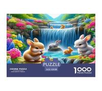 Puzzle 1000 Piezas Conejo - Juego Familiar, Conejos, Cascada, Vivo, Alegre y pintoresco, Regalo para Hombres y Mujeres, 52x38cm