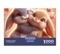 Puzzle 1000 Piezas Conejo Nieve Invierno Abrazo, Papel Reciclado, Adultos, Extremadamente Difícil, Juego Familiar 70x50cm