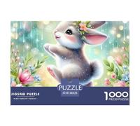 Puzzle 1000 Piezas Conejo Saltarín Flores Regalo - Guirnalda Conejo Jardín Florido Papel Reciclado Idea Regalo 38x26cm