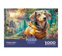 Puzzle 1000 Piezas Dachshund en un Pueblo Vibrante e Iluminado por el Sol Rompecabezas 38x26cm/1000pcs Regalos para Adultos Y Niños Cartón 100% Reciclado Creative Intelectual Desafío