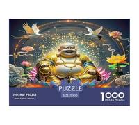 Puzzle 1000 Piezas de Papel Reciclado - Buda Sonriente, Grullas, Abundancia, Pacífico, Antiestrés, Juego Educativo para Decoración de Pared 70x50cm