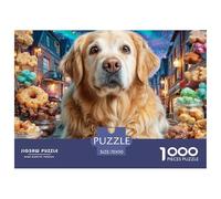 Puzzle 1000 Piezas Decoración Mural, Golden Retriever País Dulces, Juego Antiestrés, Accesorio Decorativo para Adultos, 70x50cm