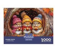 Puzzle 1000 Piezas Desafío Familia Ardillas Otoñales Hombres Mujeres, Decoración Interior Mural Idea Regalo Adultos Juego Entretenimiento 70x50cm