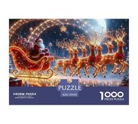 Puzzle 1000 Piezas Detalle Trineo Papá Noel Panorama Urbano Noche, Papel Reciclado, Decoración Pared Regalo Adultos Niños Elegante 70x50cm