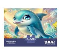 Puzzle 1000 Piezas Dolfín Lindo en Flores Rompecabezas 52x38cm/1000pcs Regalos para Adultos Y Niños DIY Juegos Únicos De Desafío