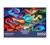 Puzzle 1000 Piezas Dragón para Adultos en Papel Reciclado - Dragones cósmicos, Niebla, Vivo, dinámico y caótico, Regalo, Actividad en casa, 38x26cm