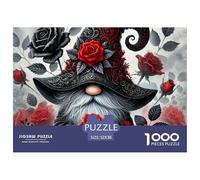 Puzzle 1000 Piezas Duende con Rosas - Enano con Rosas Rojas, Actividad Familiar 52x38cm
