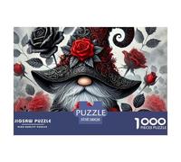 Puzzle 1000 Piezas Duende con Rosas Papel Reciclado - Enano con Rosas Rojas, Antiestrés 38x26cm
