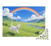 Puzzle 1000 Piezas El West Highland White Terrier está en la Pradera, para Adultos - Juego En Madera 1000pcs (75x50cm)