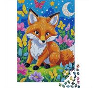 Puzzle 1000 Piezas El Zorro agachado en el Pasto Rompecabezas De Madera con Impresión HD para Adultos Y Niños - Juego De Retos 1000pcs (75x50cm)
