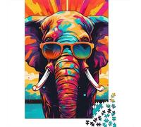Puzzle 1000 Piezas Elefante con Gafas de Sol-Vibrant Pop Art Style Rompecabezas 52x38cm/1000pcs Regalos para Adultos Y Niños DIY Juegos Únicos De Desafío