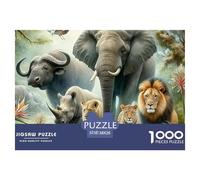 Puzzle 1000 Piezas Elefante desafiante - Big Five África, Regalo para Adultos decoración Pared, 38x26cm