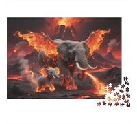 Puzzle 1000 Piezas Elefante y Cría en Llamas Rompecabezas De Madera HD para Adultos/Niños 14+ - Juego De Retos Regalo 1000pcs (75x50cm)