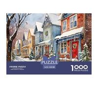 Puzzle 1000 Piezas Escena Calle Invernal, Ciudad Nevada, Juego Educativo Relajación, Juego Familiar Divertido 52x38cm