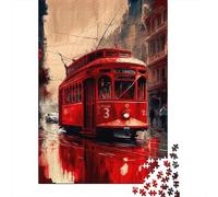 Puzzle 1000 Piezas Escena de la Ciudad del tranvía Rojo Rompecabezas 52x38cm/1000pcs Regalos para Adultos Y Niños DIY Descompresión