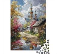 Puzzle 1000 Piezas Escena de la Iglesia Rural Rompecabezas 38x26cm/1000pcs Regalos para Adultos Y Niños DIY Creative Intelectual Desafío