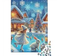 Puzzle 1000 Piezas Escena del Pueblo de Invierno Rompecabezas 70x50cm/1000pcs Regalos para Adultos Y Niños DIY Creative Intelectual Desafío