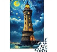 Puzzle 1000 Piezas Faro Nocturno Estrellado Rompecabezas 70x50cm/1000pcs Regalos para Adultos Y Niños DIY Juegos Únicos De Desafío