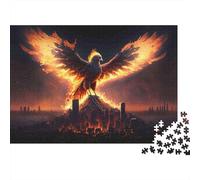 Puzzle 1000 Piezas Fénix Renaciente de Fuego, Fénix de Ciudad, Cartón Resistente, Regalo para Amigos, Decoración de Pared, 38x26cm