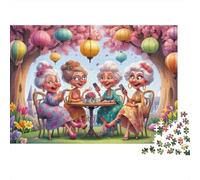 Puzzle 1000 Piezas Fiesta de Té para Adultos Papel Grueso Reto Mental Reunión de Amigas Decoración para Hogar 52x38cm/1000pcs