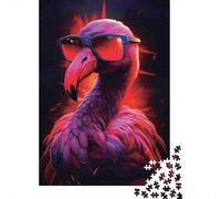 Puzzle 1000 Piezas Flamingo con Occhiali da Sole Rompecabezas 70x50cm/1000pcs Regalos para Adultos Y Niños Cartón 100% Reciclado Creative Intelectual Desafío