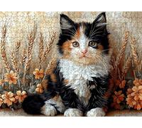 Puzzle 1000 Piezas Flor Gato | Rompecabezas Adultos 75x50 cm | Puzzle XXL Expertos | Rompecabezas Jigsaw para Adultos | Un Divertido Y Desafiante Decorar Toda Familia | Mujer y Hombres Regalo s7h-66