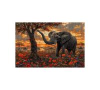 Puzzle 1000 Piezas, Flor Puzzle 1000 Piezas Madera 50x75Cm con Caja de Papel de Colores y Bolsa de Malla Portátil, Rompecabezas Clásico Elefante para Primavera Decoracion Pared Regalo Mujer LZPT-03241