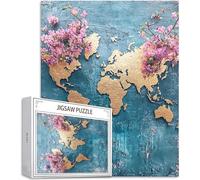 Puzzle 1000 Piezas Flor Rompecabezas para Adultos, un Rompecabezas Desafiante, Juegos de Puzzle para Toda la Familia, Letras en la Parte Posterior, Decoración del Hogar, Regalos Navidad Mapa H-7202